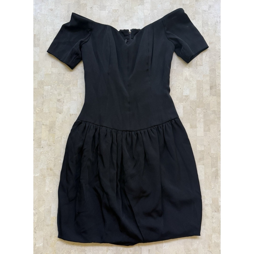 Nicole Miller Vtg Off Shoulder Drop Waist Blk Dress Sweetheart Union Made USA 6